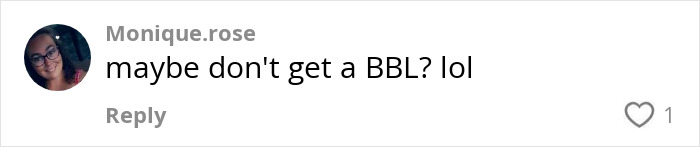 Comment on social media from a woman warning others about her horror experience with getting BBL, including mention of assault.