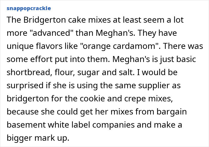 Comment discussing Meghan Markle called out after fans discover her brand's products sourced from Williams Sonoma. Comment discussing Meghan Markle called out after fans discover her brand's products sourced from Williams Sonoma.