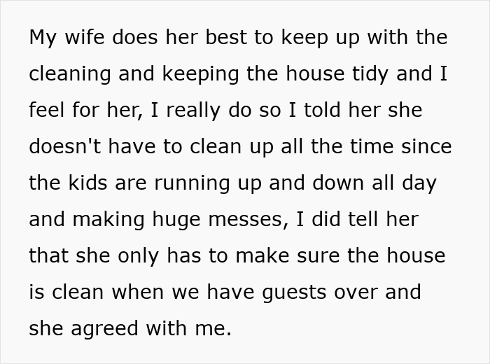 Husband reacts to messy home after guests arrive, blaming ill wife for not cleaning despite kids making messes all day.