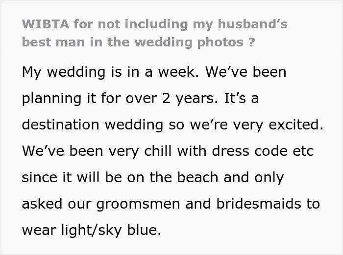 “My Husband Said Nothing”: Bride Issues Best Man An Ultimatum Over His Wedding Outfit “My Husband Said Nothing”: Bride Issues Best Man An Ultimatum Over His Wedding Outfit