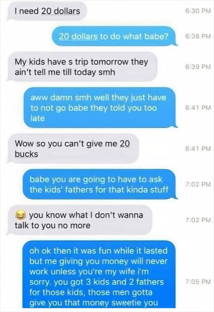 Text message exchange showing a stressful conversation highlighting how some relationships can be exhausting and complicated.