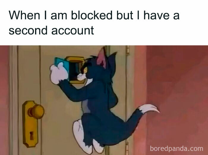 Cartoon cat using a hidden door slot illustrating how some relationships can be exhausting and complicated.