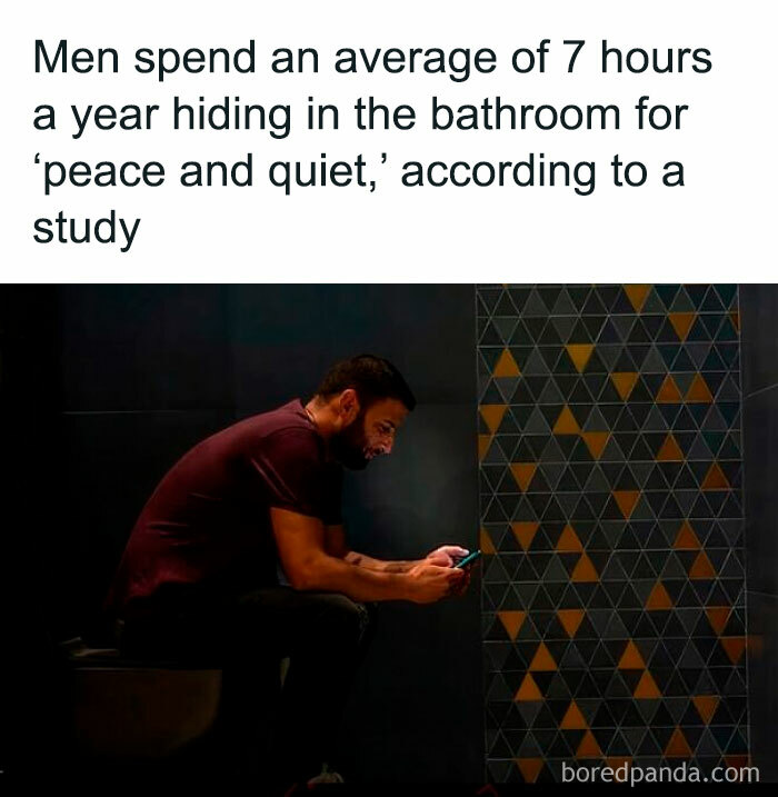 Man sitting alone in a bathroom, illustrating how exhausting relationships lead to seeking peace and quiet moments.