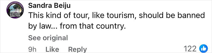 Screenshot of a social media comment discussing tourism safety related to a female tourist abandoned during an Indonesian volcano hike.