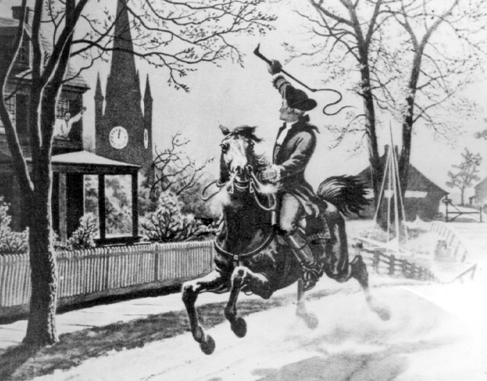 Illustration of Paul Revere’s midnight ride, a common historical fact often misunderstood in historical knowledge discussions.