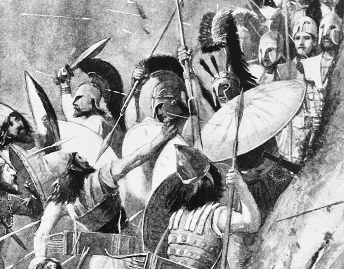 Ancient warriors engaged in battle, illustrating common historical knowledge and incorrect historical facts.