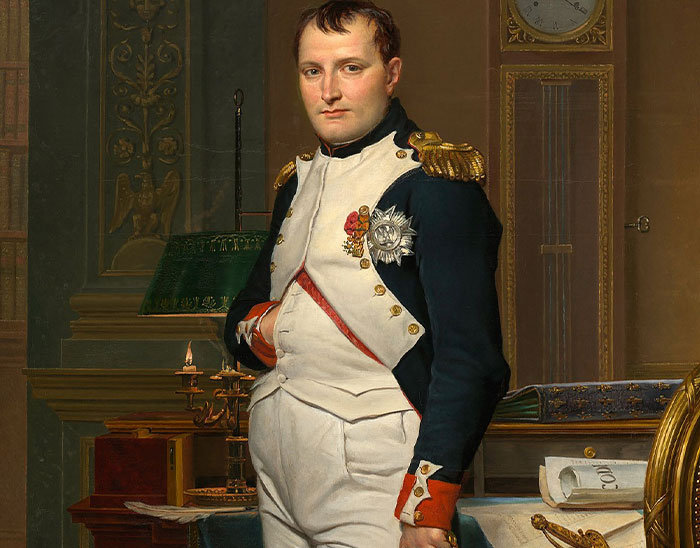 Portrait of Napoleon Bonaparte in military uniform, related to common historical knowledge and incorrect historical facts.