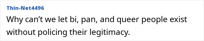 Text saying why bi, pan, and queer people can&rsquo;t exist without having their legitimacy questioned, highlighting concerns about famous lesbians and dating trends.