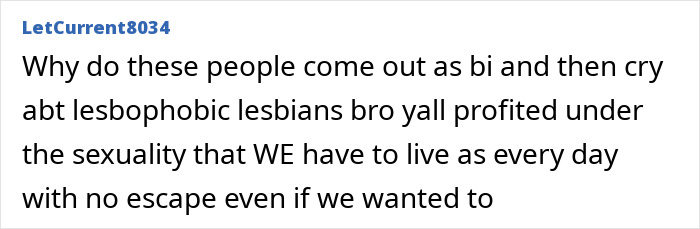 Comment discussing the trend of famous lesbians getting boyfriends and the related lesophobia concerns.