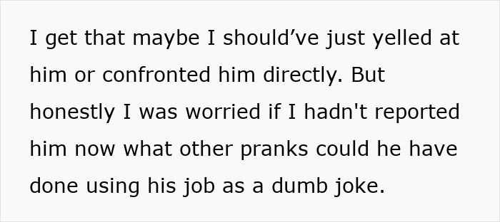 Text excerpt showing concern over pranks leading to unintended consequences after a harmless prank on girlfriend&rsquo;s sister.