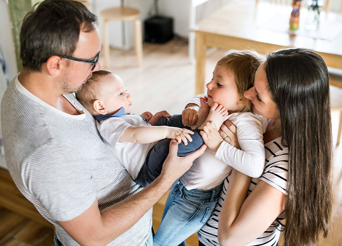 Family with two young kids at home, highlighting wife obsessed with having more kids and marriage challenges. Family with two young kids at home, highlighting wife obsessed with having more kids and marriage challenges.