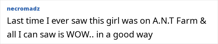 Comment expressing amazement at a child star&rsquo;s unrecognizable transformation and referencing concerns over a sinister Disney pattern.