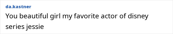 Fan comment praising the child star from a Disney series, expressing admiration for her and mentioning the actor.