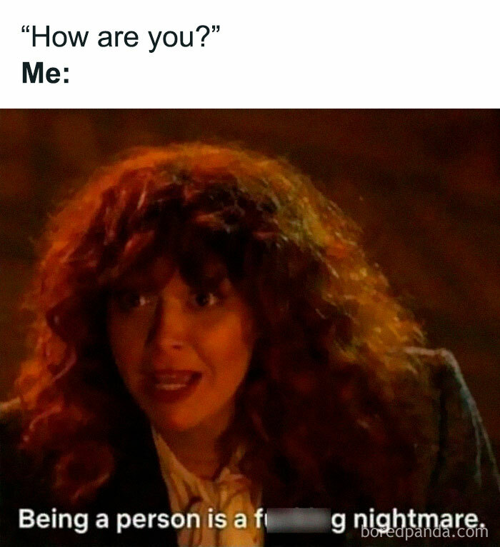 Woman with curly hair expressing frustration in a funny meme, illustrating the funniest memes to make your day better.