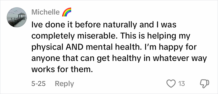 Screenshot of an online comment about improved physical and mental health after weight loss using Ozempic. Screenshot of an online comment about improved physical and mental health after weight loss using Ozempic.