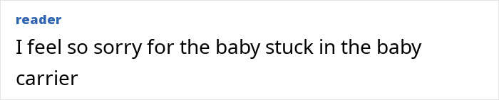 Comment criticizing Gisele Bundchen for allegedly endangering her baby in a carrier while walking the dog.