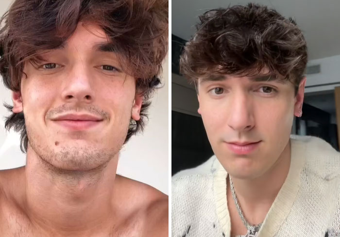 Young man showing before and after photos, highlighting how people who looked hottest in high school reveal their current look.