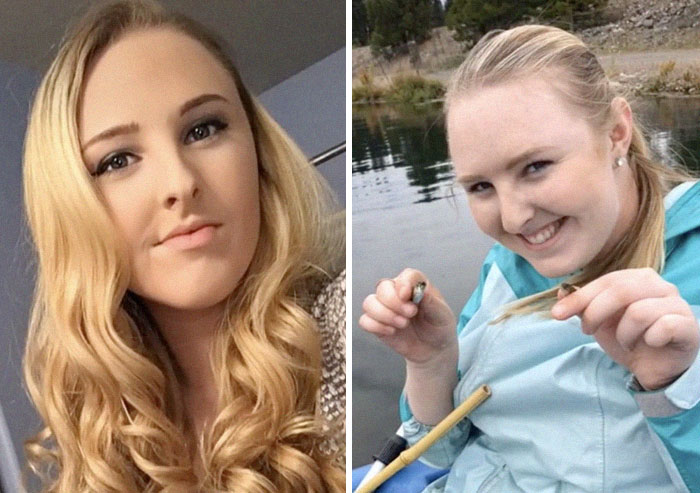 Side-by-side photos of a woman showing how people who looked hottest in high school reveal how they look now