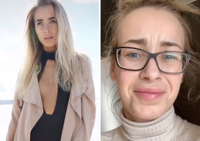 Side-by-side comparison of a woman showing looks from high school days and how she looks now for hottest people reveal.