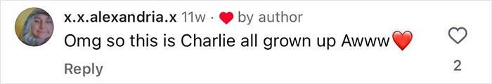 Comment on social media post expressing excitement about beloved child star from Good Luck Charlie's grown-up look at 16 with heart emoji.