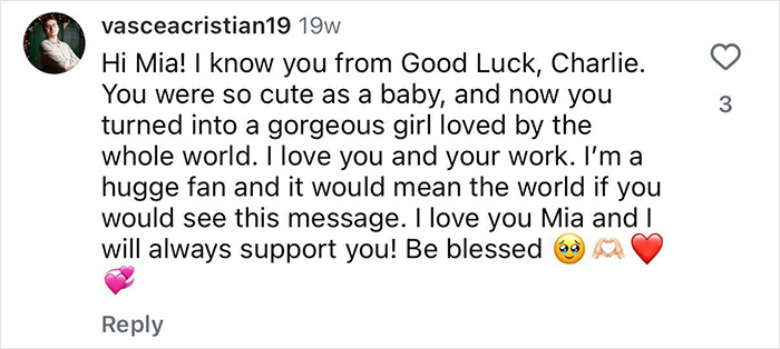 Fan message praising beloved child star from Good Luck Charlie for her grown-up look at 16, expressing love and support.