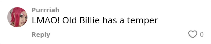 Comment section screenshot showing a user named Purrriah commenting on Billie Joe Armstrong's temper during a live Green Day show.