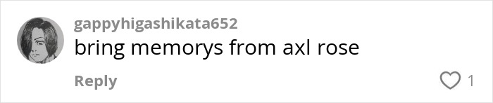 Comment on social media from gappyhigashikata652 mentioning memories from Axl Rose.
