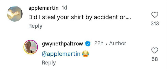 Instagram comments showing Apple Martin roasting mom Gwyneth Paltrow over topless cooking post amid online backlash. Instagram comments showing Apple Martin roasting mom Gwyneth Paltrow over topless cooking post amid online backlash.