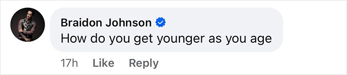 Comment by Braidon Johnson asking how to get younger as you age, related to Heidi Klum's response to Sof&iacute;a Vergara's bikini snap.