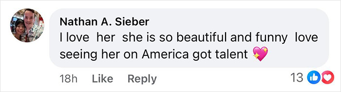 Comment on social media praising Sof&iacute;a Vergara as beautiful and funny, mentioning America&rsquo;s Got Talent.