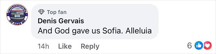 Screenshot of a social media comment praising Sof&iacute;a Vergara, related to Heidi Klum's viral bikini snap response.