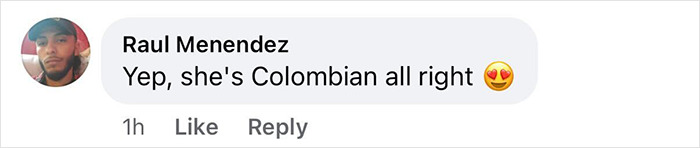 Screenshot of a social media comment praising Sof&iacute;a Vergara&rsquo;s Colombian roots amid a viral bikini snap discussion.