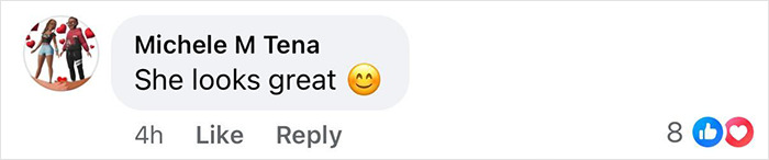 Comment on social media saying she looks great with a smiling emoji in response to a bikini snap going viral.