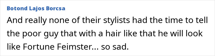 Comment by Botond Lajos Borcsa expressing disappointment about a hairstyle resembling Fortune Feimster, discussing Henry Cavill&rsquo;s Highlander look.