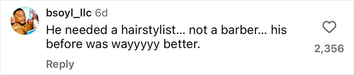 Comment on TikTok post criticizing barber for ruining homeless man's makeover, mentioning hairstyle was better before.