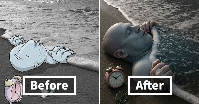 This Artist Combined AI With His Photo-Drawing Series, And The Results Are Fascinating (14 Pics)