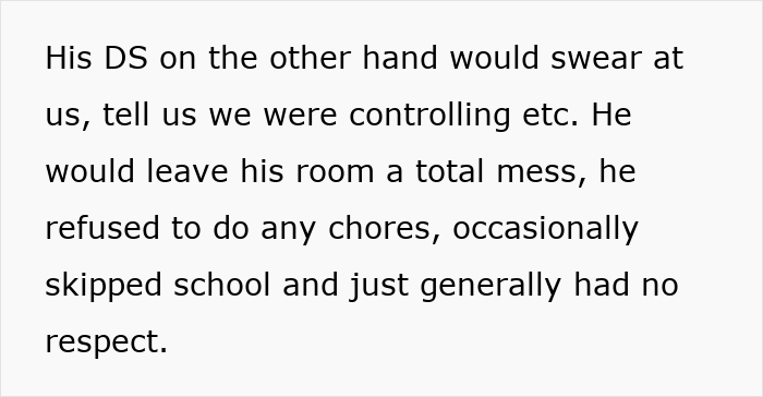 Text discussing husband funding teen children facing disrespect and challenges like skipping school and refusing chores.
