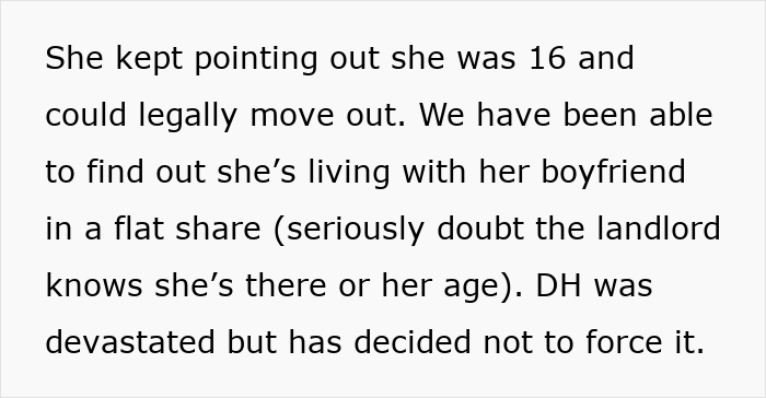 Text excerpt discussing a husband funding teen children who live independently with challenges from parents.