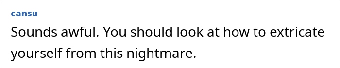 Screenshot of an online comment expressing sympathy and advice on feeling like an outsider within in-laws. Screenshot of an online comment expressing sympathy and advice on feeling like an outsider within in-laws.