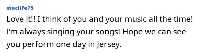 Fan comment praising sizzling pop star known as every 80s boy&rsquo;s first crush for timeless music and hoping for a Jersey performance.
