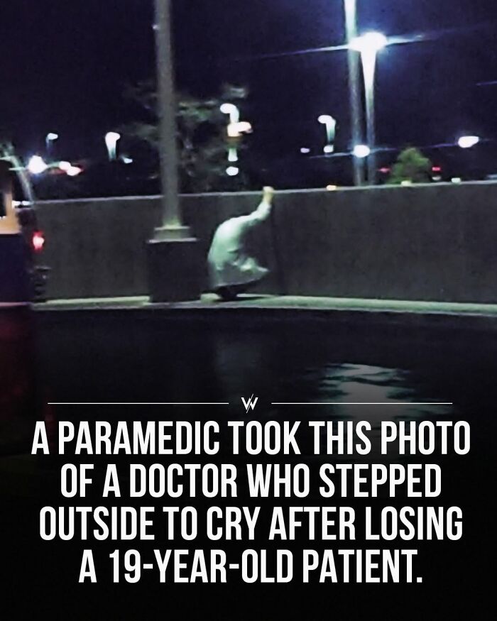 Doctor outside at night grieving a lost patient, captured in an emotional moment shared in short stories about life and loss.