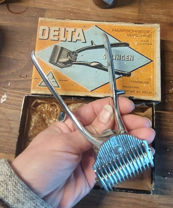 Vintage hair clipper found in hidden place inside a home, an unexpected discovery from walls and secret spots.