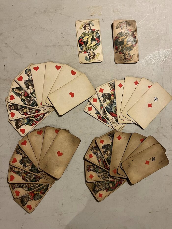 Vintage playing cards found among unexpected things in walls and other hidden places in people’s homes.