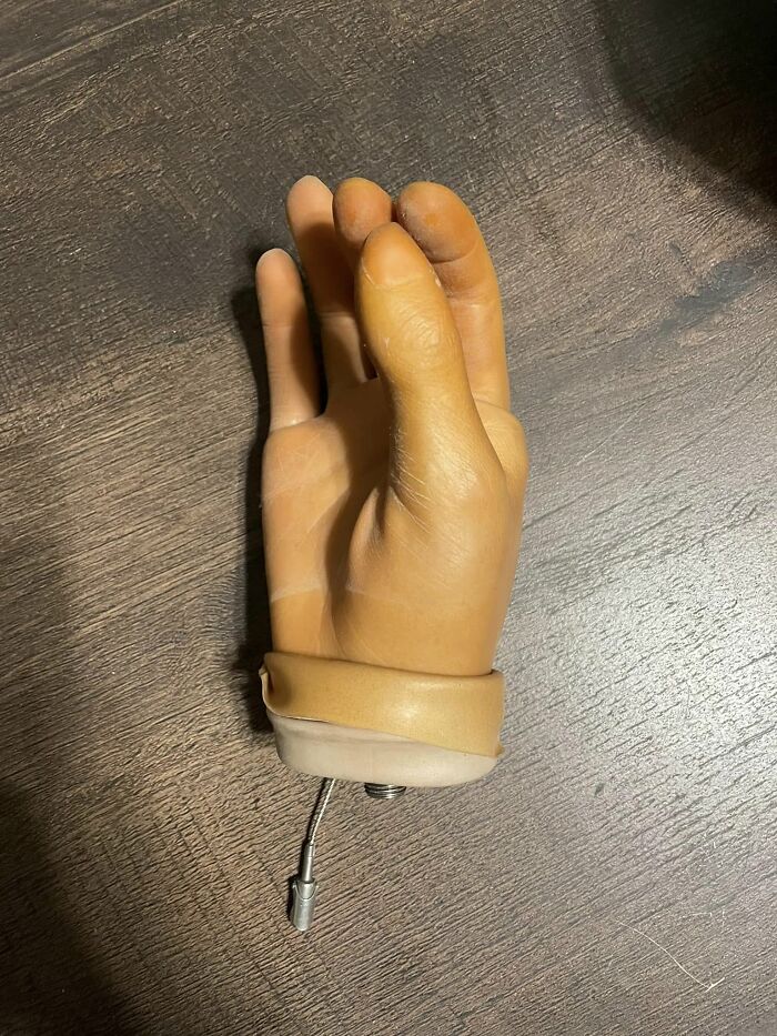 Realistic prosthetic hand found among unexpected things in walls and other hidden places in people’s homes.