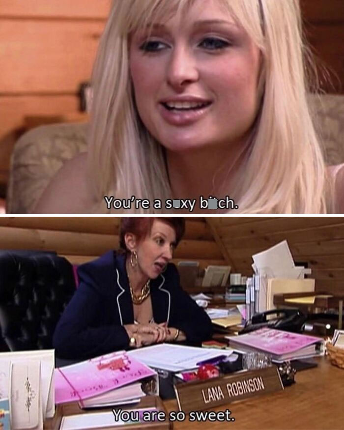 Two women having a humorous conversation in an office setting, showcasing cute and wholesome posts shared by girlies.