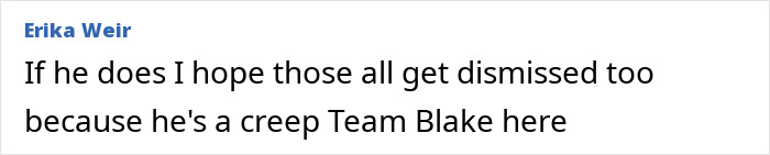 Comment mentioning hope for lawsuit dismissals, referencing Justin Baldoni's lawyer and Blake Lively&rsquo;s legal dispute.