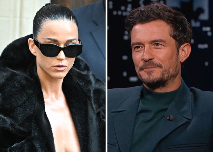 Katy Perry wearing black sunglasses and fur coat, Orlando Bloom in dark suit, related to their split after six years engagement. Katy Perry wearing black sunglasses and fur coat, Orlando Bloom in dark suit, related to their split after six years engagement.