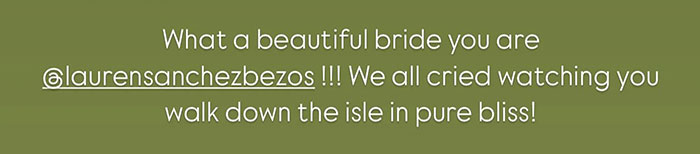 Text on green background mentioning guests cried at Jeff Bezos' wedding, related to Kim Kardashian's claims and reactions.