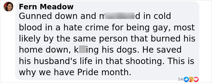 Screenshot of a social media comment discussing the shooting and death of King Of The Hill voice actor Jonathan Joss.