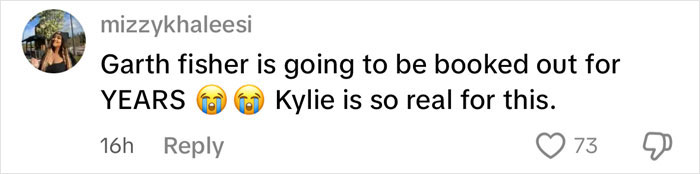 Social media comment praising Kylie Jenner&rsquo;s honesty about breast augmentation surgery in response to fan questions.
